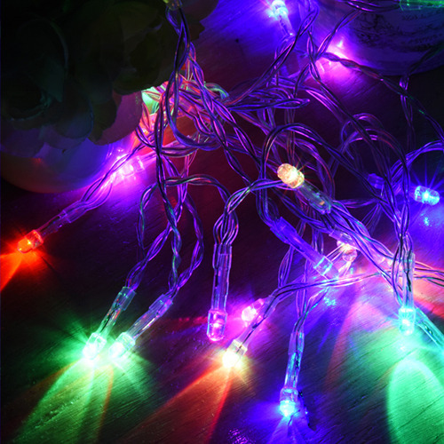 LED 100P 건전지(밧데리) 투명선 칼라  -/크리스마스전구/LED전구/트리전구/츄리전구/예쁜전구/트리용품/전구/크리스마스/데코