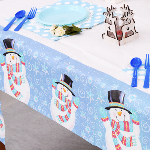 스노우맨 테이블보 -/크리스마스용품/파티장식소품/트리데코/츄리/가랜드/크리스마스데코/성탄용품
